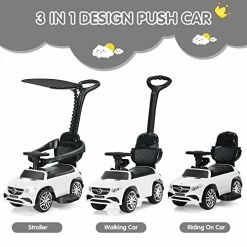 Discount 🧨 INFANS 3 In 1 Licensed Mercedes Benz Ride On Push Car, Kids Toy Stroller For Toddlers With Push Handle, Baby Foot-to-Floor Sliding Walker With Removable Canopy, Music, Horn, Under Seat Storage (White) ❤️ -Scooters & Equipment Sales 411pOdfMLCL