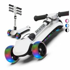 Promo 💯 Elecorange Kid Electric Scooter, Safe Wide Light Up Deck & Wide Wheels, Reliable Thumb Throttle, 3 Adjustable Height, 5Mph Safe Speed, 60min Ride Time, Lightweight, Foldable, Scooter For Kids Ages 3-9 Blu ⭐