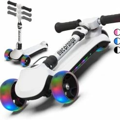 Promo 💯 Elecorange Kid Electric Scooter, Safe Wide Light Up Deck & Wide Wheels, Reliable Thumb Throttle, 3 Adjustable Height, 5Mph Safe Speed, 60min Ride Time, Lightweight, Foldable, Scooter For Kids Ages 3-9 Blu ⭐ -Scooters & Equipment Sales 4125NEbDBiL. AC