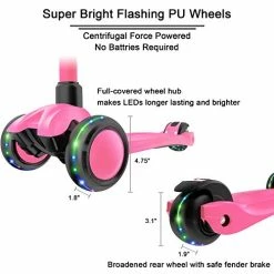 Promo 🔔 Kick Scooter B03, Lean 'N Glide 3-Wheeled Push Scooter With Extra Wide PU Light-Up Wheels, Any Height Adjustable Handlebar And Strong Thick Deck For Children From 3-12yrs (Rose Pink) 💯 -Scooters & Equipment Sales 412Ejq5bkqL