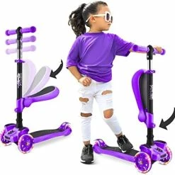 New 🎁 3 Wheeled Scooter For Kids - Stand & Cruise Child/Toddlers Toy Folding Kick Scooters W/Adjustable Height, Anti-Slip Deck, Flashing Wheel Lights, For Boys/Girls 2-12 Year Old - Hurtle HURFS56 B ⭐ -Scooters & Equipment Sales 419SvwYMFAL. AC