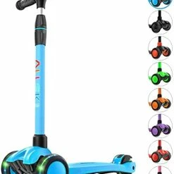 Flash Sale 😀 Allek Kick Scooter B03, Lean 'N Glide 3-Wheeled Push Scooter With Extra Wide PU Light-Up Wheels, Any Height Adjustable Handlebar And Strong Thick Deck For Children From 3-12yrs (Black) 💯 -Scooters & Equipment Sales 41KDX4jD2WL. AC 1