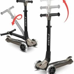 Promo ✨ 3 Wheeled Scooter For Kids - Foldable Stand Child Toddlers Toy Kick Scooters W/ Built-in LED Wheel Lights, Anti-Slip Wide Deck, Adjustable Height, Great For Outdoor Fun - Hurtle HURXLPK B ✨ -Scooters & Equipment Sales 41KEV2yuggL. AC