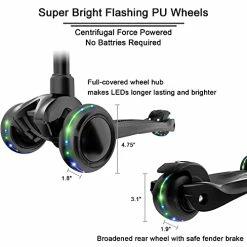 Flash Sale 😀 Allek Kick Scooter B03, Lean 'N Glide 3-Wheeled Push Scooter With Extra Wide PU Light-Up Wheels, Any Height Adjustable Handlebar And Strong Thick Deck For Children From 3-12yrs (Black) 💯 -Scooters & Equipment Sales 41KQz7tBKHS