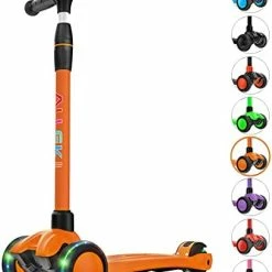 Flash Sale 😀 Allek Kick Scooter B03, Lean 'N Glide 3-Wheeled Push Scooter With Extra Wide PU Light-Up Wheels, Any Height Adjustable Handlebar And Strong Thick Deck For Children From 3-12yrs (Black) 💯 -Scooters & Equipment Sales 41MGdEsAyAL. AC 1