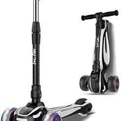 Best deal 🤩 LOL-FUN Toddler Scooter For Kids Ages 3-12 Years Old Boy Girl With 3 Wheel LED Lights, Extra-Wide Childrens Foldable Kick Scooter Kids Ages 3-5 With 4 Adjustable Height And Lean-to-Steer Austin Yellow 💯 -Scooters & Equipment Sales 41NFXn3iqEL. AC