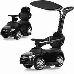 Discount 🧨 INFANS 3 In 1 Licensed Mercedes Benz Ride On Push Car, Kids Toy Stroller For Toddlers With Push Handle, Baby Foot-to-Floor Sliding Walker With Removable Canopy, Music, Horn, Under Seat Storage (White) ❤️ -Scooters & Equipment Sales 41Pj XCTheL. AC