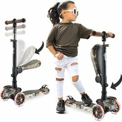 New 🎁 3 Wheeled Scooter For Kids - Stand & Cruise Child/Toddlers Toy Folding Kick Scooters W/Adjustable Height, Anti-Slip Deck, Flashing Wheel Lights, For Boys/Girls 2-12 Year Old - Hurtle HURFS56 B ⭐ -Scooters & Equipment Sales 41QB4zJF6GL. AC