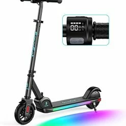 Hot Sale ⭐ MooSat E9 PRO Electric Scooter For Kids, Colorful Rainbow Light, LED Display, Adjustable Speed And Height, Foldable, Ages 8 And Up Blue ⭐ -Scooters & Equipment Sales 41WjTF84kbL. AC