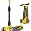Best deal 🤩 LOL-FUN Toddler Scooter For Kids Ages 3-12 Years Old Boy Girl With 3 Wheel LED Lights, Extra-Wide Childrens Foldable Kick Scooter Kids Ages 3-5 With 4 Adjustable Height And Lean-to-Steer Austin Yellow 💯 -Scooters & Equipment Sales 41aeRayIrYL