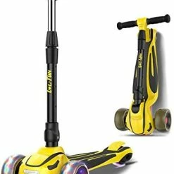 Best deal 🤩 LOL-FUN Toddler Scooter For Kids Ages 3-12 Years Old Boy Girl With 3 Wheel LED Lights, Extra-Wide Childrens Foldable Kick Scooter Kids Ages 3-5 With 4 Adjustable Height And Lean-to-Steer Austin Yellow 💯 -Scooters & Equipment Sales 41aeRayIrYL. AC