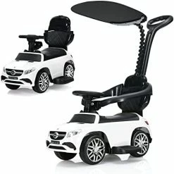 Discount 🧨 INFANS 3 In 1 Licensed Mercedes Benz Ride On Push Car, Kids Toy Stroller For Toddlers With Push Handle, Baby Foot-to-Floor Sliding Walker With Removable Canopy, Music, Horn, Under Seat Storage (White) ❤️ -Scooters & Equipment Sales 41hVC2dHmTL. AC