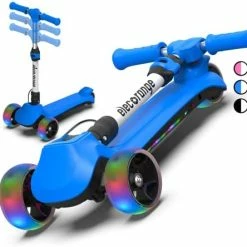 Promo 💯 Elecorange Kid Electric Scooter, Safe Wide Light Up Deck & Wide Wheels, Reliable Thumb Throttle, 3 Adjustable Height, 5Mph Safe Speed, 60min Ride Time, Lightweight, Foldable, Scooter For Kids Ages 3-9 Blu ⭐ -Scooters & Equipment Sales 41ikwAqVqHL. AC