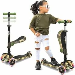 New 🎁 3 Wheeled Scooter For Kids - Stand & Cruise Child/Toddlers Toy Folding Kick Scooters W/Adjustable Height, Anti-Slip Deck, Flashing Wheel Lights, For Boys/Girls 2-12 Year Old - Hurtle HURFS56 B ⭐ -Scooters & Equipment Sales 41oSnyOclBL. AC