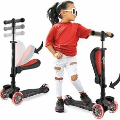 New 🎁 3 Wheeled Scooter For Kids - Stand & Cruise Child/Toddlers Toy Folding Kick Scooters W/Adjustable Height, Anti-Slip Deck, Flashing Wheel Lights, For Boys/Girls 2-12 Year Old - Hurtle HURFS56 B ⭐ -Scooters & Equipment Sales 41pLvt5tJgS. AC