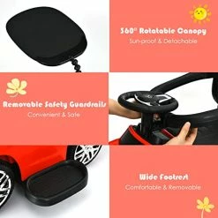 Coupon 🌟 OLAKIDS 3 In 1 Licensed Mercedes Benz Ride On Push Car, Kids Toy Stroller For Toddlers With Push Handle, Under Seat Storage, Baby Foot-to-Floor Sliding Walker With Removable Canopy, Music, Horn (Red) 💯 -Scooters & Equipment Sales 41vrufhsLbL