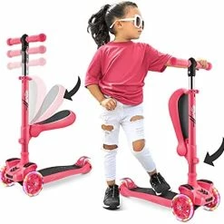 New 🎁 3 Wheeled Scooter For Kids - Stand & Cruise Child/Toddlers Toy Folding Kick Scooters W/Adjustable Height, Anti-Slip Deck, Flashing Wheel Lights, For Boys/Girls 2-12 Year Old - Hurtle HURFS56 B ⭐ -Scooters & Equipment Sales 41wZrlP1fXS. AC