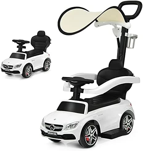 Buy โญ Costzon Push Car For Toddlers, 3 In 1 Mercedes Benz Stroller Sliding Walking Car W/ Canopy, Handle, Safety Bar, Cup Holder, Music, Underneath Storage, Foot-to-Floor Ride On Toy For Boys & ๐ง Girls, White ๐คฉ 11 Buy โญ Costzon Push Car For Toddlers, 3 In 1 Mercedes Benz Stroller Sliding Walking Car W/ Canopy, Handle, Safety Bar, Cup Holder, Music, Underneath Storage, Foot-to-Floor Ride On Toy For Boys & ๐ง Girls, White ๐คฉ - Image 9