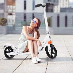 Deals 👍 Angotrade Kids/Adult Scooter With 3 Seconds Easy-Folding System, 220lb Folding Adjustable Scooter With Foot Brake And 200mm Large Wheels Whi 🧨 -Scooters & Equipment Sales 513384AoLaL. AC