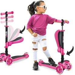 New 🎁 3 Wheeled Scooter For Kids - Stand & Cruise Child/Toddlers Toy Folding Kick Scooters W/Adjustable Height, Anti-Slip Deck, Flashing Wheel Lights, For Boys/Girls 2-12 Year Old - Hurtle HURFS56 B ⭐ -Scooters & Equipment Sales 516ABekqGL. AC