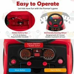 Brand new 🥰 HONEY JOY Kids Push And Ride Racer, Fire Engine Ride On Push Car W/Bubble Maker, Music, Lights, Under Seat Storage, Foot-to-Floor Sliding Push Cars For Toddler, Gift For Boys 👧 Girls, Red 🎁 -Scooters & Equipment Sales 517Zd6MlNVL