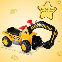 Best Sale ⭐ Costzon Kids Ride On Construction Excavator, Outdoor Digger Scooper Tractor Toy W/Safety Helmet, Rocks, Horn, Underneath Storage, Moving Forward/Backward, Pretend Play Ride On Truck (Excavator) 😍 -Scooters & Equipment Sales 51AATHD5skL