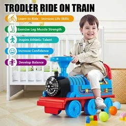 Wholesale 🔥 JOYLDIAS Toddler Ride On Train, Push Cars For Toddlers With Led Lights, Train Horn And Storage, Blue 👏 -Scooters & Equipment Sales 51CKVeSFm5L
