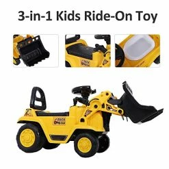 Top 10 🎉 HOMCOM Ride On Excavator With Under Seat Storage, Pull Cart Kids Bulldozer For Boys & 👧 Girls, Sit And Scoot Construction Toy With Horn, Front Loader Shovel, For Sand And Snow, Ages 3 Years Old ✨ -Scooters & Equipment Sales 51DR4kGtKyL