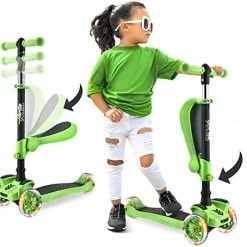 New 🎁 3 Wheeled Scooter For Kids - Stand & Cruise Child/Toddlers Toy Folding Kick Scooters W/Adjustable Height, Anti-Slip Deck, Flashing Wheel Lights, For Boys/Girls 2-12 Year Old - Hurtle HURFS56 B ⭐ -Scooters & Equipment Sales 51FR0Sta3BL. AC