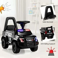 Outlet 🧨 OLAKIDS Ride On Push Police Car, Toddler Foot-to-Floor Sliding Toy With Siren, Steering Wheel, Megaphone, Horn, Headlights, Under Seat Storage, Kids Racer Walking Gift For Boys 👧 Girls 3+ (Black) ❤️ -Scooters & Equipment Sales 51FTkXX8k9L