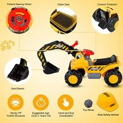 Best Sale ⭐ Costzon Kids Ride On Construction Excavator, Outdoor Digger Scooper Tractor Toy W/Safety Helmet, Rocks, Horn, Underneath Storage, Moving Forward/Backward, Pretend Play Ride On Truck (Excavator) 😍 -Scooters & Equipment Sales 51FgmYA9QCL