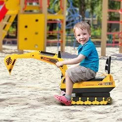 Best Pirce 😉 HOMCOM NO Power Ride On Excavator Toy Tractors Digger Movable Scooter Walker Pretend Play Toddler Construction Truck Basket Storage For Boys 👧 Girls 3 Years Old Yellow Black 💯 -Scooters & Equipment Sales 51FvkiYp6QL