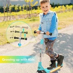Hot Sale 🤩 Gyroshoes Electric Scooter For Kids With 3 Adjustable Heights & Flashing LED Lights, Lightweight Kids Electric Scooter With Kick-Start Boost And Gravity Sensor For Boys 👧 Girls Teens H30-blu 🛒 -Scooters & Equipment Sales 51G4zlojD4L
