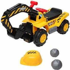 Hot Sale 🤩 JOYMOR Children’s Excavator Toy Ride On Toy, Push And Go Construction Toy For Boys And 👧 Girls With Sounds, For Indoor And Outdoor Play, Includes Plastic Artificial Stones And Hard Safety Helmet ⌛ -Scooters & Equipment Sales 51GTAJxB L. AC