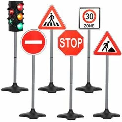 Coupon ⭐ Traffic Light Toys For Kids With 5 Street Signs 🎉