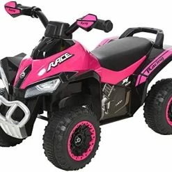 Deals ⌛ Aosom NO Power Ride On Push Car For Kids 4 Wheels Foot-to-Floor Sliding Walking ATV Toy With Music And Light For 18-36 Months, Pink ✔️ -Scooters & Equipment Sales 51JOEqMwsPL. AC