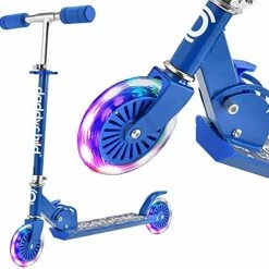 Discount 🎁 DADDYCHILD Scooters For Kids 2 Wheel Folding Kick Scooter For 👧 Girls Boys Ages 3+ To Teen, Fold-to-Carry, Lightweight, Portable Scooter With Motion-Activated Light-up Wheels, And Adjustable Handlebars Blue 🥰 -Scooters & Equipment Sales 51MzfHr2dWL. AC