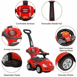 Coupon 😉 ChromeWheels 3 In 1 Ride On Toys Push Car With Guardrail, Mega Car For Toddlers, W/ Handle, Horn, Music, Color Red 🌟 -Scooters & Equipment Sales 51NdtFePiJL