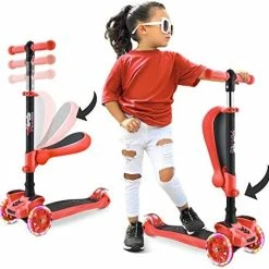 New 🎁 3 Wheeled Scooter For Kids - Stand & Cruise Child/Toddlers Toy Folding Kick Scooters W/Adjustable Height, Anti-Slip Deck, Flashing Wheel Lights, For Boys/Girls 2-12 Year Old - Hurtle HURFS56 B ⭐ -Scooters & Equipment Sales 51SStUCAfeL. AC