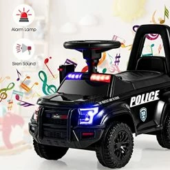 Outlet 🧨 OLAKIDS Ride On Push Police Car, Toddler Foot-to-Floor Sliding Toy With Siren, Steering Wheel, Megaphone, Horn, Headlights, Under Seat Storage, Kids Racer Walking Gift For Boys 👧 Girls 3+ (Black) ❤️ -Scooters & Equipment Sales 51WRyLEyFqL