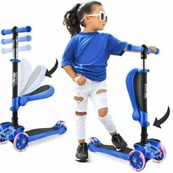 New 🎁 3 Wheeled Scooter For Kids - Stand & Cruise Child/Toddlers Toy Folding Kick Scooters W/Adjustable Height, Anti-Slip Deck, Flashing Wheel Lights, For Boys/Girls 2-12 Year Old - Hurtle HURFS56 B ⭐ -Scooters & Equipment Sales 51YUChvkVXL. AC