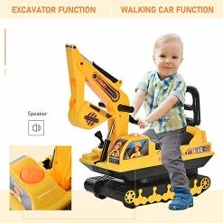 Best Pirce 😉 HOMCOM NO Power Ride On Excavator Toy Tractors Digger Movable Scooter Walker Pretend Play Toddler Construction Truck Basket Storage For Boys 👧 Girls 3 Years Old Yellow Black 💯 -Scooters & Equipment Sales 51YnhXJOaDL