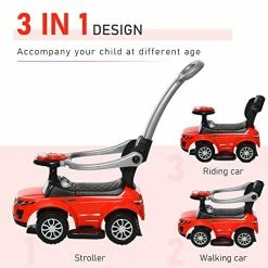 Brand new 🧨 Aosom 3 In 1 Push Cars For Toddlers Kid Ride On Push Car Stroller Sliding Walking Car With Horn Music Light Function Secure Bar Ride On Toy For Boy Girl 1-3 Years Old Red 🔥 -Scooters & Equipment Sales 51b5dQuPbeL