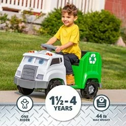 Best Pirce 🥰 Real Rigs Toddler Recycling Truck Interactive Ride On Toy, Kids Ages 1.5-4 Years, 6 Volt Battery And Charger, Sound Effects, 9 Recycling Accessories Include 🎉 -Scooters & Equipment Sales 51dj5xKS9yL