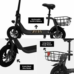 Wholesale ⌛ Phantomgogo Commuter R1 - Electric Scooter For Adults - Foldable Scooter With Seat & Carry Basket - 450W Brushless Motor 36V - 15MPH 265lbs Max Load E Mopeds For Adults Blue ⌛ -Scooters & Equipment Sales 51h3DJBZr9L