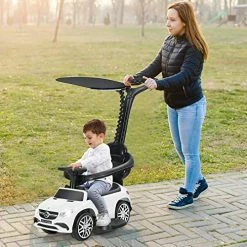 Discount 🧨 INFANS 3 In 1 Licensed Mercedes Benz Ride On Push Car, Kids Toy Stroller For Toddlers With Push Handle, Baby Foot-to-Floor Sliding Walker With Removable Canopy, Music, Horn, Under Seat Storage (White) ❤️ -Scooters & Equipment Sales 51jLohcHMCL