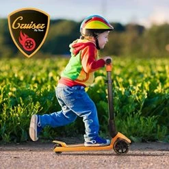 Promo ✨ 3 Wheeled Scooter For Kids - Foldable Stand Child Toddlers Toy Kick Scooters W/ Built-in LED Wheel Lights, Anti-Slip Wide Deck, Adjustable Height, Great For Outdoor Fun - Hurtle HURXLPK B ✨ -Scooters & Equipment Sales 51lkXxWGLdL