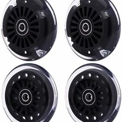 Promo 🤩 Wheelgoo Wiggle Car Polyurethane Replacement Wheels Set (Front,2P Light Up), Swing Car Wheels Pack (Rear,2P Narrower) Upgrade For Ride-on Toys (Black) 🔥 -Scooters & Equipment Sales 51m1EnePxUL. AC