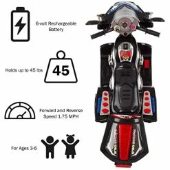 Outlet 🎁 On Toy, 3 Wheel Motorcycle Trike For Kids By Rockin' Rollers – Battery Powered Ride On Toys For Boys And 👧 Girls, 3 - 6 Year Old - Black FX 😍 -Scooters & Equipment Sales 51oIhqG3FpL