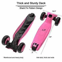 Promo 🔔 Kick Scooter B03, Lean 'N Glide 3-Wheeled Push Scooter With Extra Wide PU Light-Up Wheels, Any Height Adjustable Handlebar And Strong Thick Deck For Children From 3-12yrs (Rose Pink) 💯 -Scooters & Equipment Sales 51pBB7LHEZL